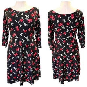 Torrid Plus Size 6 Cherry Skull Tattoo Punk Goth Ponte Babydoll Dress‎ w/Pockets